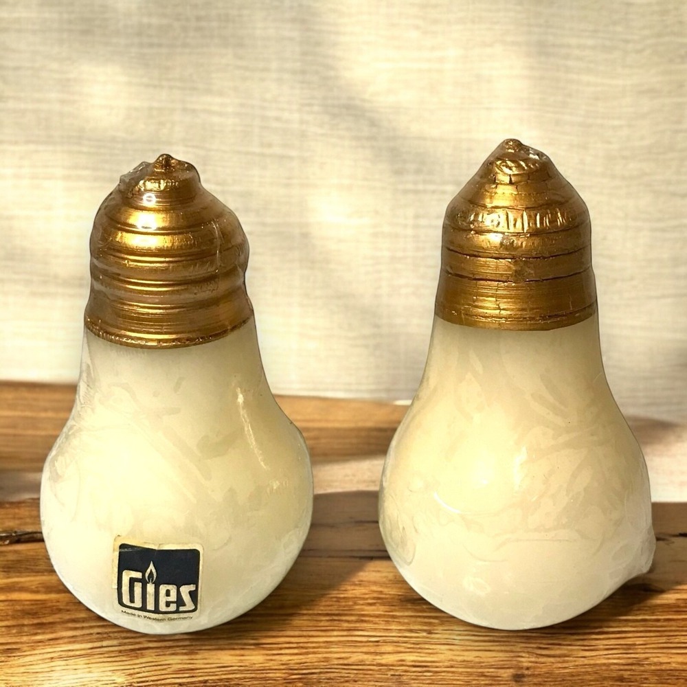 Vintage Adam Gies Fulda Gautsch Wachkunst Light Bulb Shaped Candles Set/2 RARE